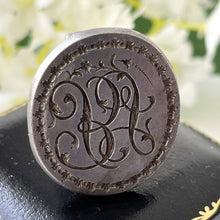 Cargar imagen en el visor de la galería, Georgian Steel Seal Fob With Monogram Intaglio. Antique Carved English Seal Fob Pendant. Georgian Regency Script Wax Seal "BJ" c1790