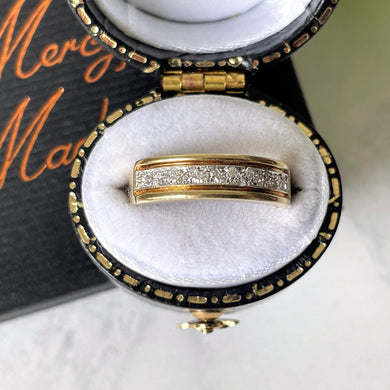 Vintage 9ct Gold Pave Set Diamond Ring. 1980s Half Band Eternity Ring. 18 Diamond Commitment/Wedding/Anniversary Ring, UK Size K, US 5.25