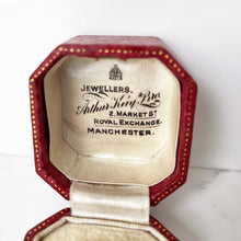 Load image into Gallery viewer, Antique Victorian Red Leather Double Ring Box. Wedding Ring Bearer Box/Bridal Set Box. English Antique Engagement/Wedding 2 Slot Ring Box