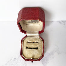 Load image into Gallery viewer, Antique Victorian Red Leather Double Ring Box. Wedding Ring Bearer Box/Bridal Set Box. English Antique Engagement/Wedding 2 Slot Ring Box