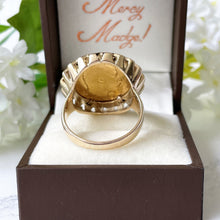 Carica l'immagine nel visualizzatore di Gallery, Antique 22ct Gold Edward VII Sovereign Coin Ring. Gents St George and the Dragon Gold Coin Ring. 9ct & 22ct Gold Half Sovereign Retro Ring