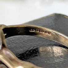 Lade das Bild in den Galerie-Viewer, Vintage 9ct Gold, Sapphire & Diamond Cluster Ring. Classic Sapphire Engagement Ring, Heart Setting. English Edwardian Revival Halo Ring.