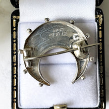 Lade das Bild in den Galerie-Viewer, Victorian Silver & Gold Horseshoe Brooch. Tri Colour Aesthetic Engraved Sweetheart Brooch, 1888. Antique Love Token Lapel/Cravat/Stock Pin