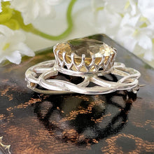 Lade das Bild in den Galerie-Viewer, Vintage Scottish Silver Citrine Brooch. Celtic Knot Cairngorm Brooch, Thomas Ebbutt, Edinburgh. Sterling Silver Eternity/Love Knot Lapel Pin