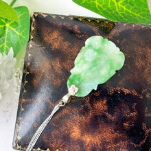 Cargar imagen en el visor de la galería, Vintage Sterling Silver Jade Buddha Pendant & Chain. Carved Apple Green/Moss In Snow Jade Pendant. Silver Good Luck Amulet Charm Necklace