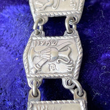 Carica l'immagine nel visualizzatore di Gallery, Vintage 12 Tribes of Israel Judaica Bracelet. Rare Sterling Silver Hebrew Picture Panel Bracelet. Antique Jewish Silver Jewellery Gifts