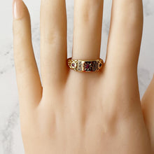 Carica l'immagine nel visualizzatore di Gallery, Antique 18ct Gold Mine Cut Diamond & Ruby Ring, Chester 1903.  Antique Edwardian/Victorian Half Hoop Band, Stacking, Pinky Ring UK P/US 7.75