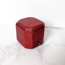 Load image into Gallery viewer, Antique Victorian Red Leather Double Ring Box. Wedding Ring Bearer Box/Bridal Set Box. English Antique Engagement/Wedding 2 Slot Ring Box