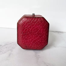 Load image into Gallery viewer, Antique Victorian Red Leather Double Ring Box. Wedding Ring Bearer Box/Bridal Set Box. English Antique Engagement/Wedding 2 Slot Ring Box