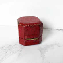 Load image into Gallery viewer, Antique Victorian Red Leather Double Ring Box. Wedding Ring Bearer Box/Bridal Set Box. English Antique Engagement/Wedding 2 Slot Ring Box