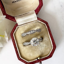 Load image into Gallery viewer, Antique Victorian Red Leather Double Ring Box. Wedding Ring Bearer Box/Bridal Set Box. English Antique Engagement/Wedding 2 Slot Ring Box