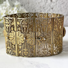 Carica l'immagine nel visualizzatore di Gallery, Antique 15ct Gold Precious Red Coral Bracelet. Victorian/Edwardian Filigree Cuff Bracelet. Etruscan Revival Natural Coral Wide Bracelet.