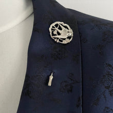 Lade das Bild in den Galerie-Viewer, Antique Art Nouveau Silver Love Bird Lapel Pin. Edwardian/Victorian Sterling Silver Sweetheart Brooch. Swallow & Ribbon Cravat/Stock Pin