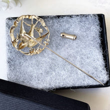 Lade das Bild in den Galerie-Viewer, Antique Art Nouveau Silver Love Bird Lapel Pin. Edwardian/Victorian Sterling Silver Sweetheart Brooch. Swallow & Ribbon Cravat/Stock Pin