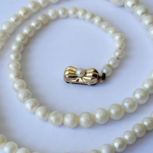 Load image into Gallery viewer, Antique 9ct Gold Cultured Pearl Necklace. Edwardian Graduated Pearl Collar Necklace, Hallmarked 1904. Real Pearl 16" Choker Necklace