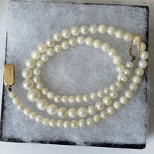 Load image into Gallery viewer, Antique 9ct Gold Cultured Pearl Necklace. Edwardian Graduated Pearl Collar Necklace, Hallmarked 1904. Real Pearl 16" Choker Necklace