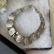 Carica l'immagine nel visualizzatore di Gallery, Vintage 12 Tribes of Israel Judaica Bracelet. Rare Sterling Silver Hebrew Picture Panel Bracelet. Antique Jewish Silver Jewellery Gifts