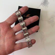 Carica l'immagine nel visualizzatore di Gallery, Vintage 12 Tribes of Israel Judaica Bracelet. Rare Sterling Silver Hebrew Picture Panel Bracelet. Antique Jewish Silver Jewellery Gifts