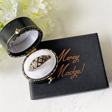 Carica l'immagine nel visualizzatore di Gallery, Georgian Regency Antique 18ct Gold, Black Enamel & Pearl Ring. Early Victorian Mourning Ring Circa 1830. Antique Dome Band Ring Size Q/7