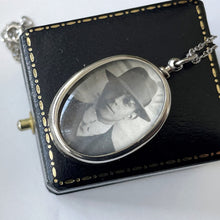 Carica l'immagine nel visualizzatore di Gallery, Vintage Art Deco Silver Picture Pendant Necklace. Peaky Blinders Style 1930s Gent's Photo Portrait Pendant On Sterling Silver Chain