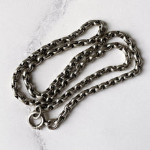 Cargar imagen en el visor de la galería, Antique Victorian Sterling Silver Necklace Chain. 45cm/17.5 Double Linked Belcher/Rolo Necklace Chain. Chunky Victorian Cable Chain Necklace