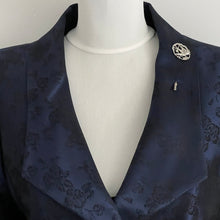 Lade das Bild in den Galerie-Viewer, Antique Art Nouveau Silver Love Bird Lapel Pin. Edwardian/Victorian Sterling Silver Sweetheart Brooch. Swallow & Ribbon Cravat/Stock Pin