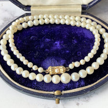 Load image into Gallery viewer, Antique 9ct Gold Cultured Pearl Necklace. Edwardian Graduated Pearl Collar Necklace, Hallmarked 1904. Real Pearl 16" Choker Necklace