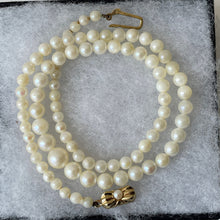 Load image into Gallery viewer, Antique 9ct Gold Cultured Pearl Necklace. Edwardian Graduated Pearl Collar Necklace, Hallmarked 1904. Real Pearl 16" Choker Necklace