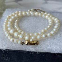 Load image into Gallery viewer, Antique 9ct Gold Cultured Pearl Necklace. Edwardian Graduated Pearl Collar Necklace, Hallmarked 1904. Real Pearl 16" Choker Necklace