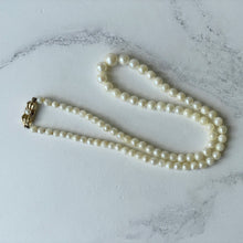 Load image into Gallery viewer, Antique 9ct Gold Cultured Pearl Necklace. Edwardian Graduated Pearl Collar Necklace, Hallmarked 1904. Real Pearl 16" Choker Necklace
