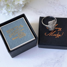 Charger l'image dans la galerie, Antique Art Deco Sterling Silver Column Ring. 1930s Theodor Fahrner Style Geometric Marcasite Ring & Vintage Ring Box. Size Q-UK /8-US