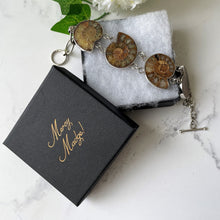 Carica l'immagine nel visualizzatore di Gallery, Vintage Ammonite Sterling Silver Bracelet. Large Whitby Ammonite Silver Panel Bracelet. Boho Ancient Amulet Bracelet. Ammonite Jewellery