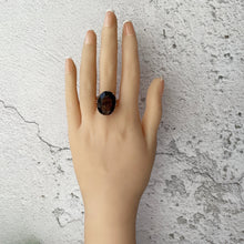Carica l'immagine nel visualizzatore di Gallery, Vintage 1960s Smoky Quartz 9ct Gold Cocktail Ring. Huge 15ct Oval Facet Cut Gemstone Ring, Size K /5.25. Smoky Quartz Solitaire Dress Ring