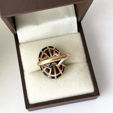 Carica l'immagine nel visualizzatore di Gallery, Vintage 1960s Smoky Quartz 9ct Gold Cocktail Ring. Huge 15ct Oval Facet Cut Gemstone Ring, Size K /5.25. Smoky Quartz Solitaire Dress Ring