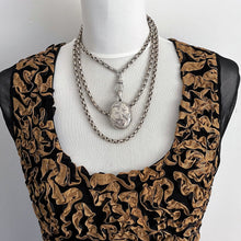 Carica l'immagine nel visualizzatore di Gallery, Antique Victorian Heavy Silver Guard Chain. 56" Double Link Belcher Long Chain Necklace. Antique Sterling Silver Sautoir Necklace & Dog Clip
