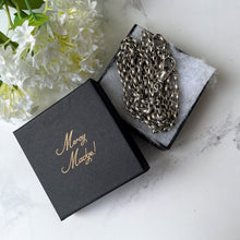 Carica l'immagine nel visualizzatore di Gallery, Antique Victorian Heavy Silver Guard Chain. 56" Double Link Belcher Long Chain Necklace. Antique Sterling Silver Sautoir Necklace & Dog Clip