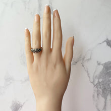 Carica l'immagine nel visualizzatore di Gallery, Georgian Regency Antique 18ct Gold, Black Enamel & Pearl Ring. Early Victorian Mourning Ring Circa 1830. Antique Dome Band Ring Size Q/7