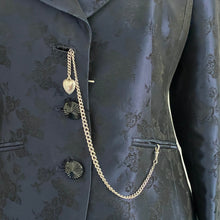 Carica l'immagine nel visualizzatore di Gallery, Antique Edwardian Small Silver Albert Watch Chain & Heart Charm. Lady's Sterling Silver Albertina Chain, Dog-Clip, T-Bar, Fob Charm, c1908