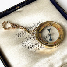 Carica l'immagine nel visualizzatore di Gallery, Antique 9ct Gold Compass & Dog-Clip Pendant Fob. Lady's Edwardian Gold Fob Charm, Hallmarked 1909. Antique 9ct Yellow Gold Necklace Pendant.