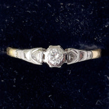 Carica l'immagine nel visualizzatore di Gallery, Art Deco 18ct Gold, Platinum Diamond Solitaire Ring, 0.25ct. Slender Antique Stacking Ring. Edwardian Diamond Engagement Ring, Size R.5 or 9