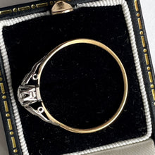Carica l'immagine nel visualizzatore di Gallery, Art Deco 18ct Gold, Platinum Diamond Solitaire Ring, 0.25ct. Slender Antique Stacking Ring. Edwardian Diamond Engagement Ring, Size R.5 or 9