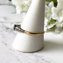 Carica l'immagine nel visualizzatore di Gallery, Art Deco 18ct Gold, Platinum Diamond Solitaire Ring, 0.25ct. Slender Antique Stacking Ring. Edwardian Diamond Engagement Ring, Size R.5 or 9