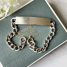 Carica l'immagine nel visualizzatore di Gallery, Vintage 1978 Sterling Silver ID Bracelet. Chunky Cuban Curb Chain Identity Bracelet, London Hallmarks. Original 1970s Retro Unisex Jewelry