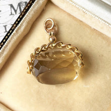 Carica l'immagine nel visualizzatore di Gallery, Victorian 9ct Gold, Lemon Citrine Spinner Fob. Antique Natural Citrine 3-Sided Spinner Pendant. Scottish Cairngorm Gemstone Pendant