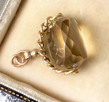 Carica l'immagine nel visualizzatore di Gallery, Victorian 9ct Gold, Lemon Citrine Spinner Fob. Antique Natural Citrine 3-Sided Spinner Pendant. Scottish Cairngorm Gemstone Pendant