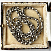 Cargar imagen en el visor de la galería, Antique Victorian Sterling Silver Necklace Chain. 45cm/17.5 Double Linked Belcher/Rolo Necklace Chain. Chunky Victorian Cable Chain Necklace