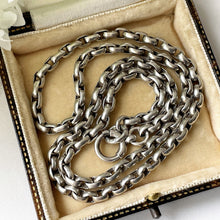 Cargar imagen en el visor de la galería, Antique Victorian Sterling Silver Necklace Chain. 45cm/17.5 Double Linked Belcher/Rolo Necklace Chain. Chunky Victorian Cable Chain Necklace