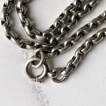 Cargar imagen en el visor de la galería, Antique Victorian Sterling Silver Necklace Chain. 45cm/17.5 Double Linked Belcher/Rolo Necklace Chain. Chunky Victorian Cable Chain Necklace