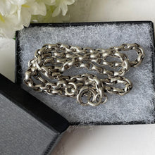 Cargar imagen en el visor de la galería, Antique Victorian Sterling Silver Necklace Chain. 45cm/17.5 Double Linked Belcher/Rolo Necklace Chain. Chunky Victorian Cable Chain Necklace
