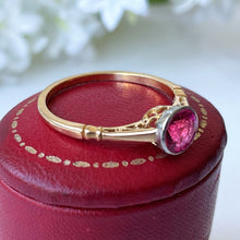 Carica l'immagine nel visualizzatore di Gallery, Antique Victorian 18ct Gold Pink Ruby Paste Ring. Antique 1.0ct Solitaire Ring. Platinum Bezel Set Antique Paste Gold Ring, Size M or 6.25